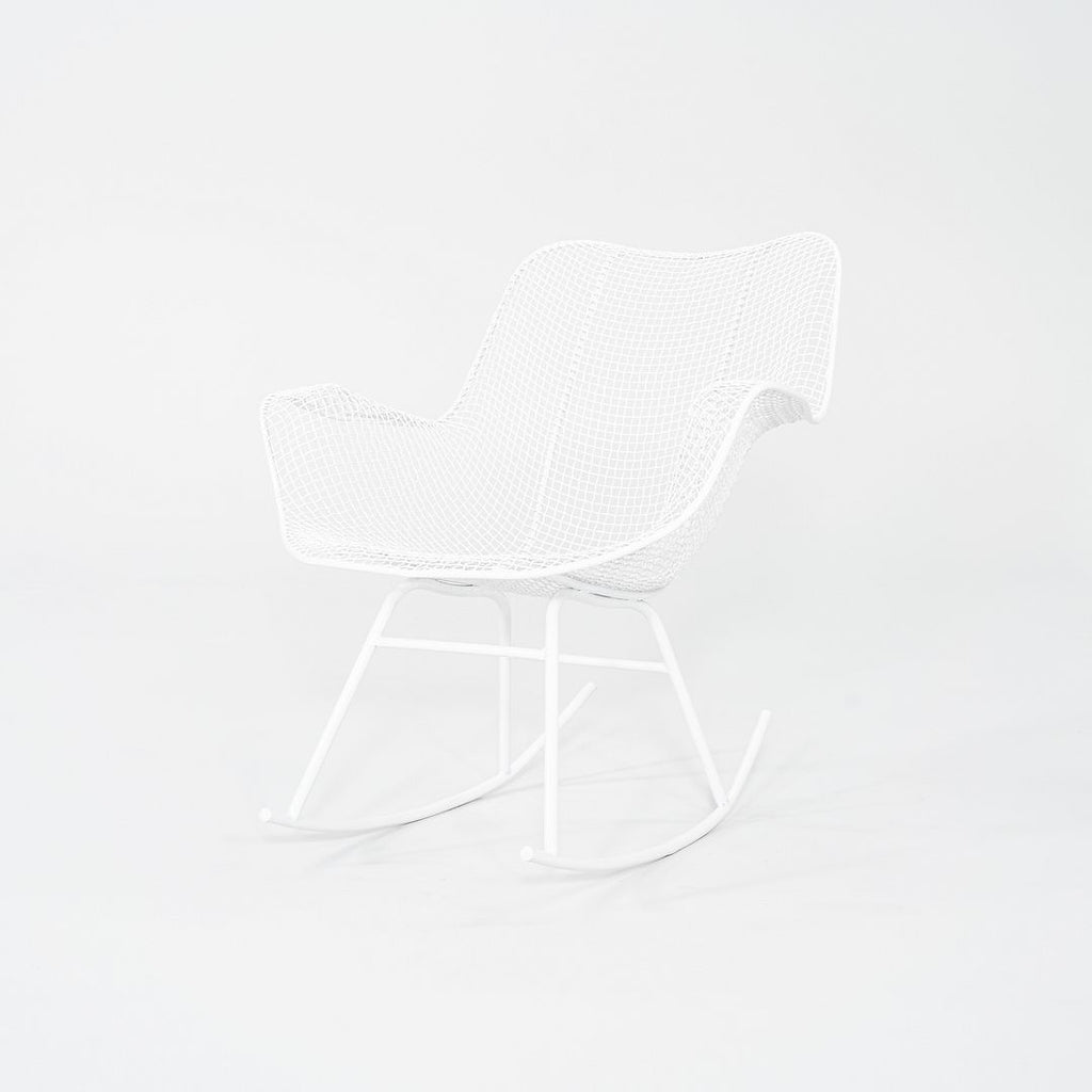 1950s Russell Woodard Sculptura Rocking Chair with White Wrought Iron Frame
