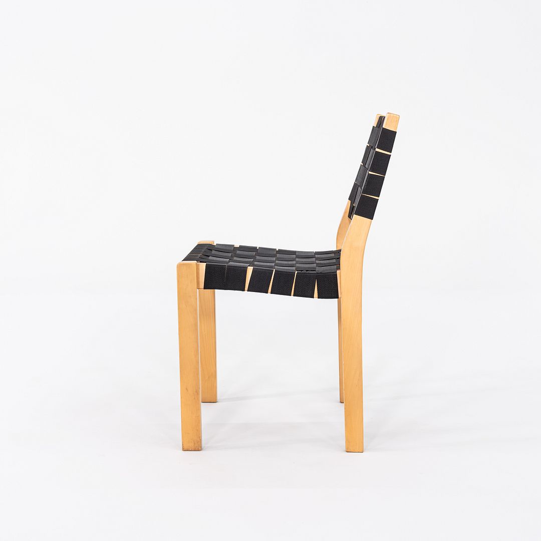 C. 2000s Set of Four Alvar & Aino Aalto for Artek 611 Stacking Dining Chairs with Black Webbing
