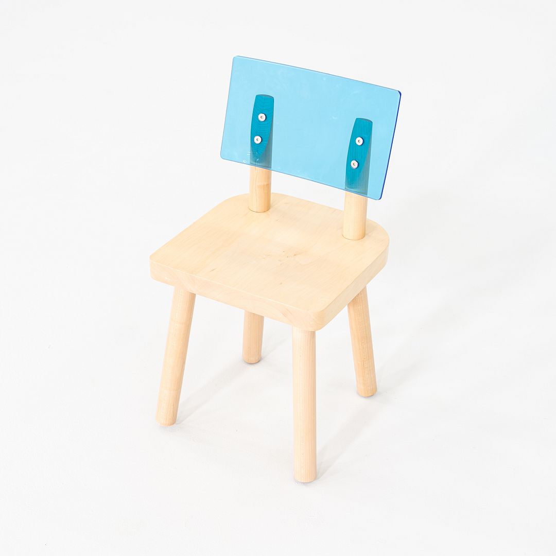 2020s Nico and Yeye Childrens Side Chairs & Dining Table in Blue Acrylic & Maple