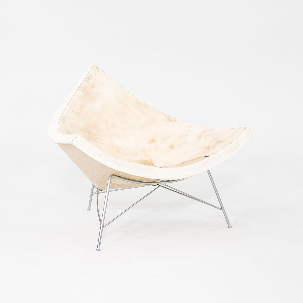1950s George Nelson for Herman Miller Coconut Lounge Chair with White Vinyl