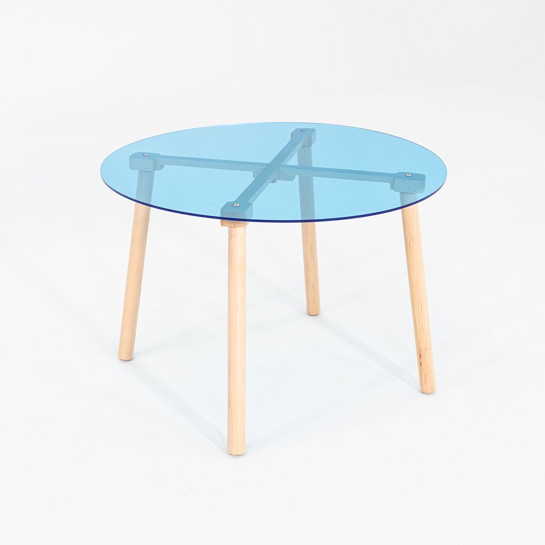 2020s Nico and Yeye Childrens Side Chairs & Dining Table in Blue Acrylic & Maple