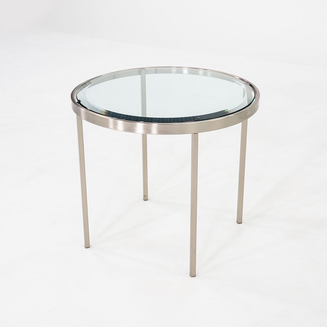 2000s Stainless Steel and Glass End Table Attributed to Geiger or Cumberland 27"