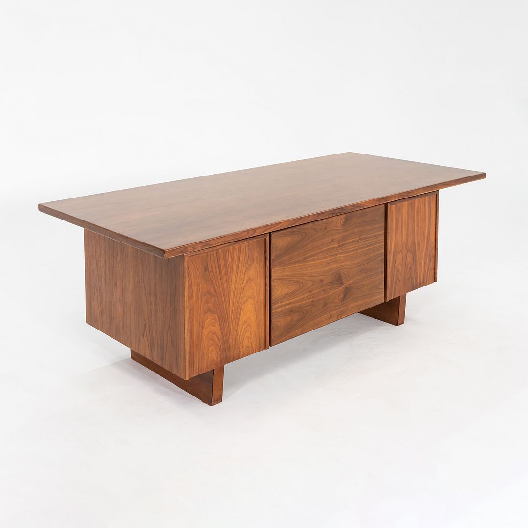 1970s Jens Risom Design Executive Desk in Walnut with Five Drawers