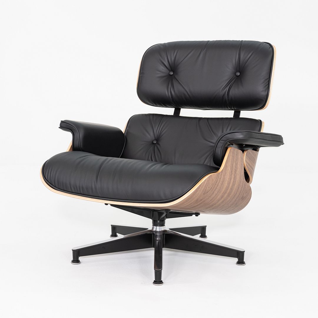 SOLD 2025 Herman Miller Eames Lounge Chair and Ottoman in Black Leather and Walnut