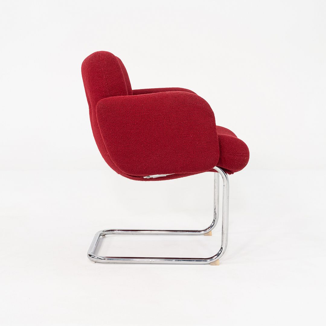 1970s Harvey Probber Cantilever Lounge Chair in Red Hopsack Upholstery Fabric