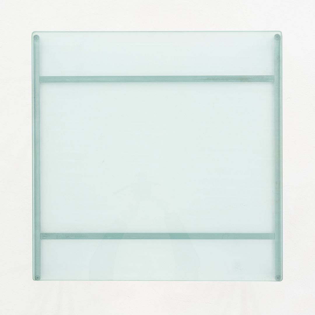 2000s Cappellini Square Side Table with Brushed Steel Frame and Blue Glass Top