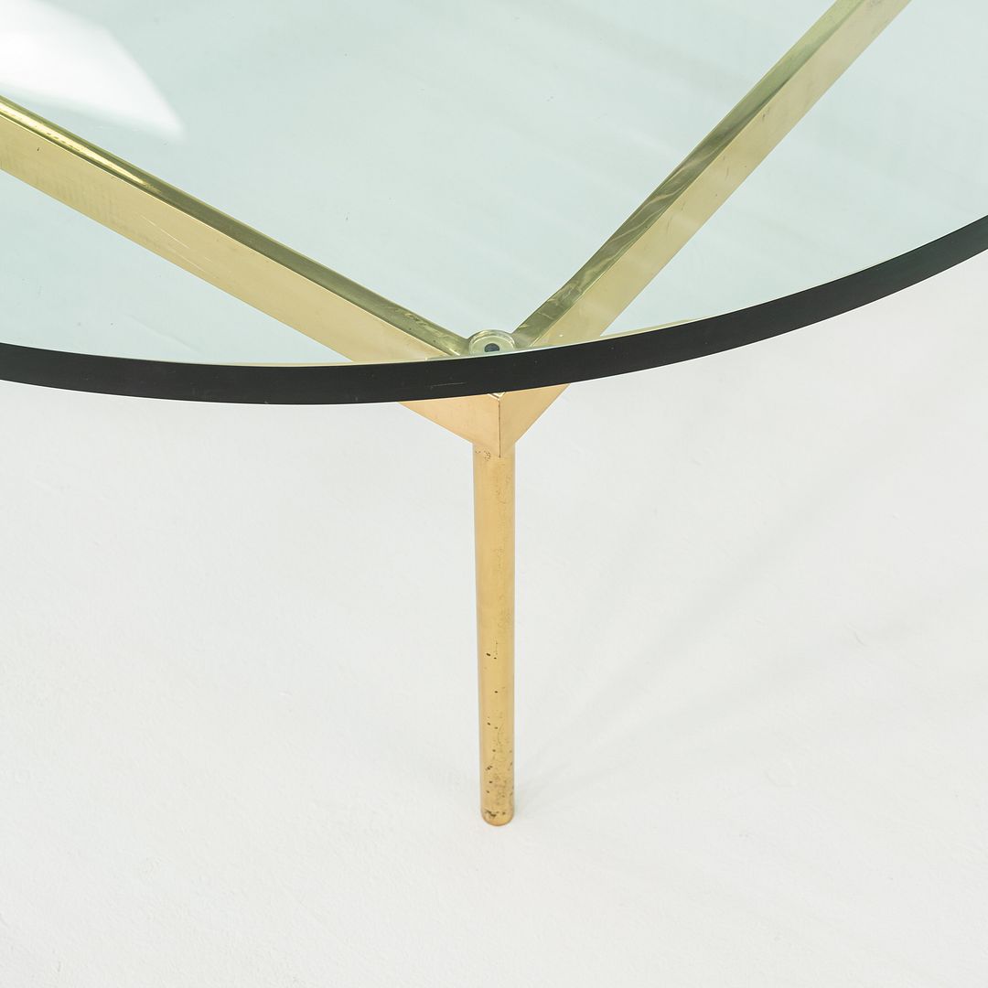 1970s Bronze and Glass Round Coffee Table Attributed to Ward Bennett 42 inch