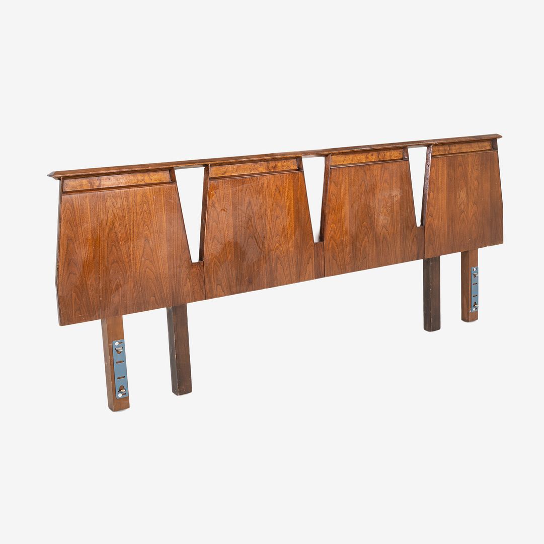 1960s Helen and Hobey Baker King Size Modern Headboard in Walnut 96x38 Inches