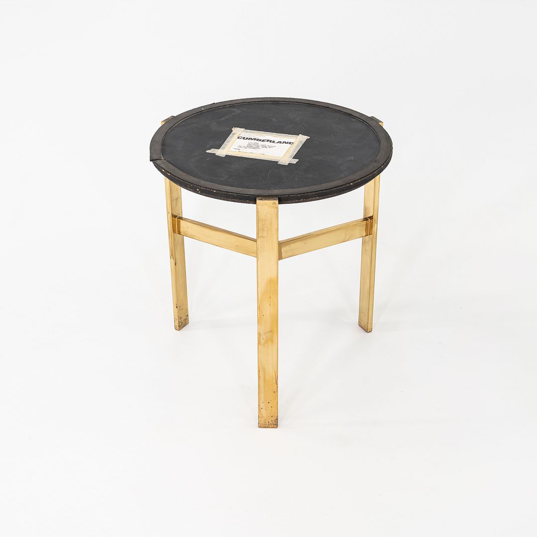 1970s Jacob Epstein Cumberland Side / End Table w/ Bronze Base & Marble Top 22"