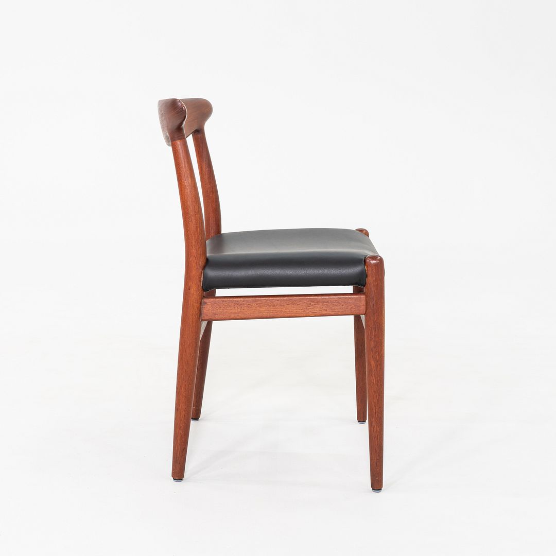 1950s Set of Eight Hans Wegner C.M. Madsen W2 Dining Chairs Teak & Black Leather
