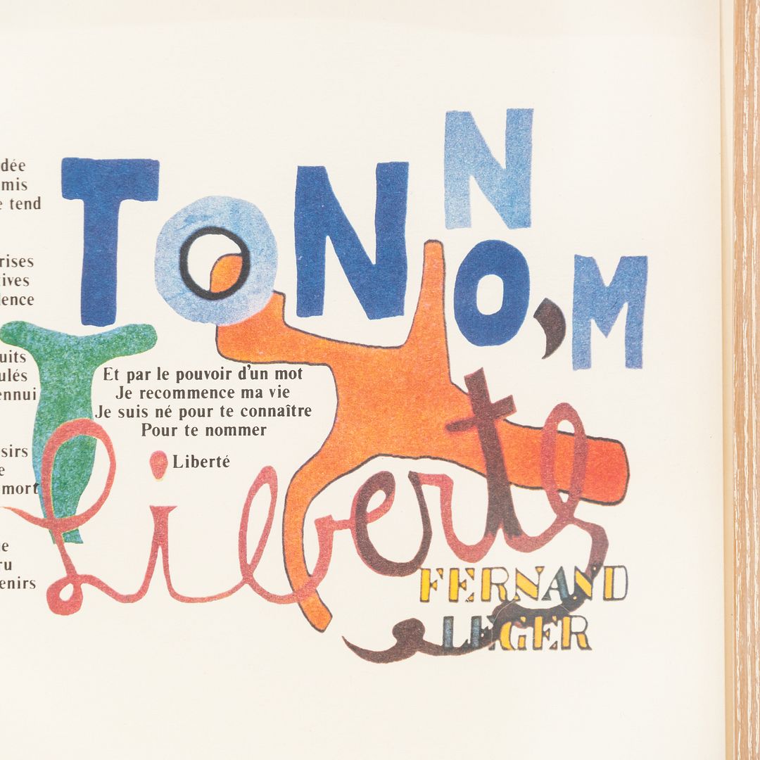 Liberte Poeme-Objet Silkscreen Print Fernand Leger Illustration Paul Eluard Text