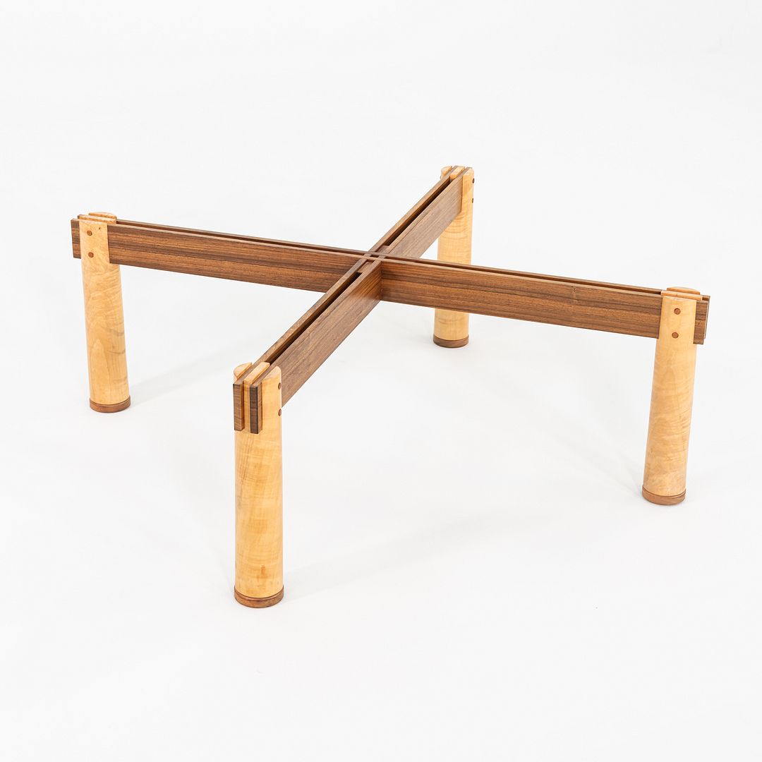 1989 Christopher Weiland Studio Craft Glass and Wood Coffee Table in Curly Maple