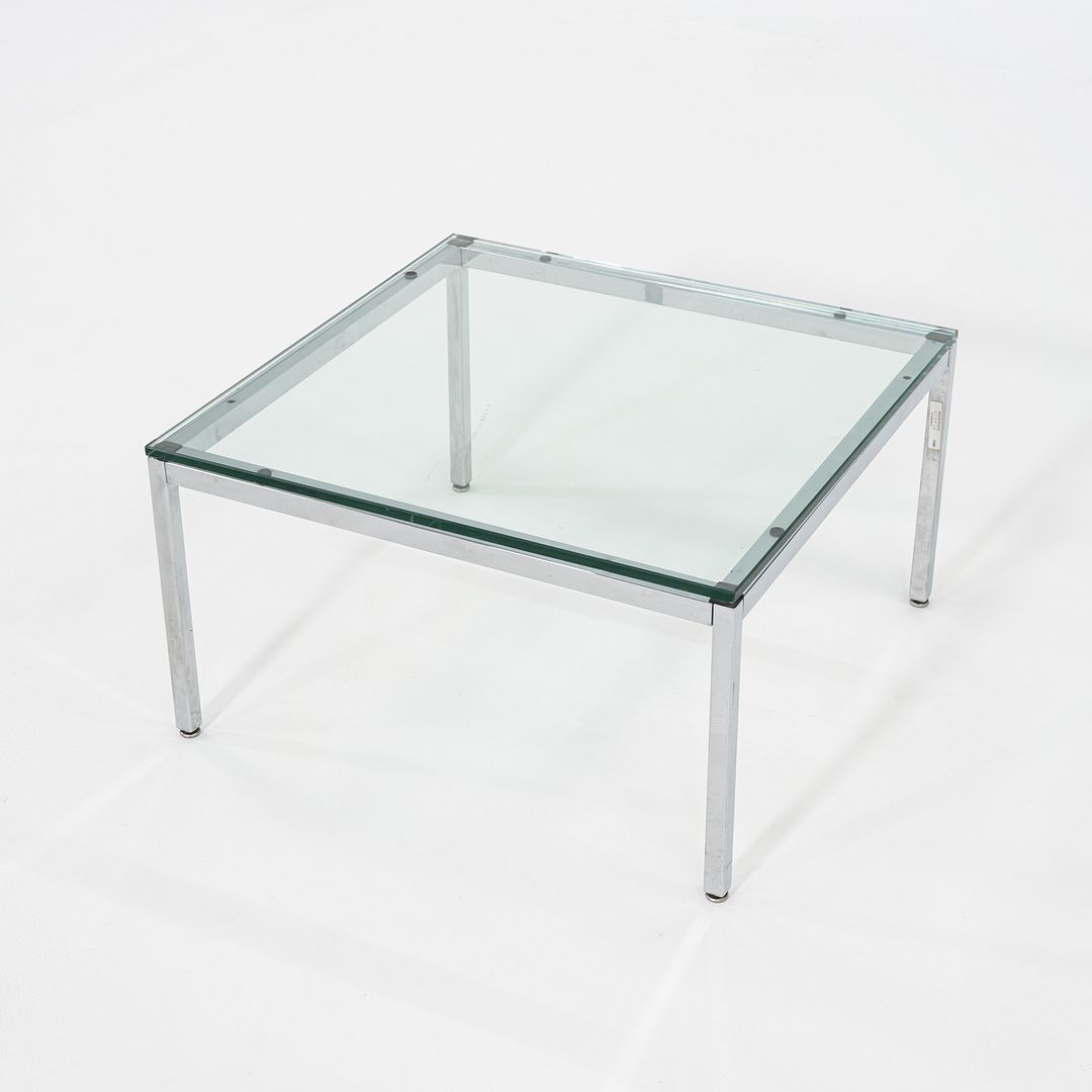 1990s Florence Knoll Side / End Table w/ Glass Top 26x26x14 Inches 6+ Available