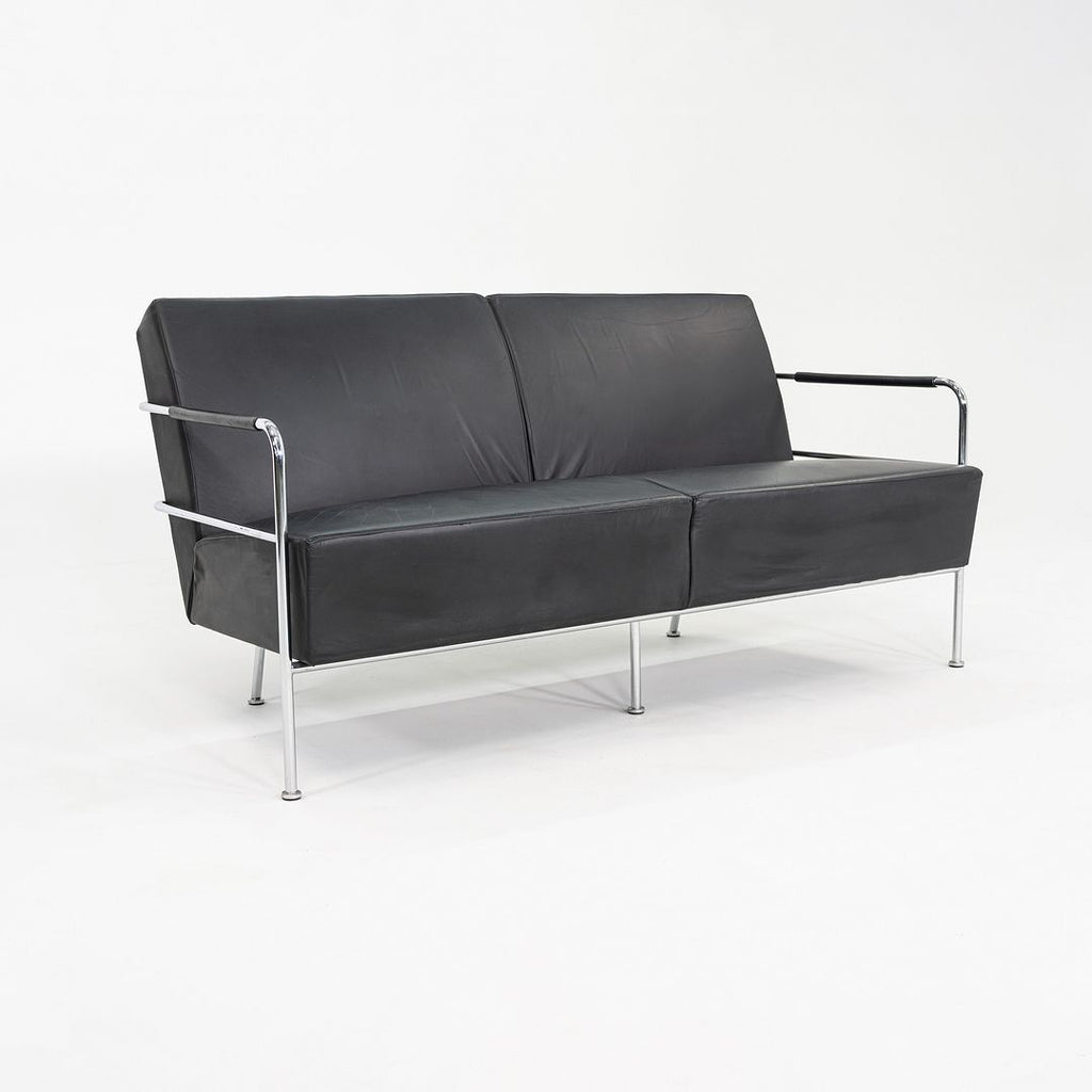 1990s Gunilla Allard for Lammhults Cinema Sofa / Loveseat Steel & Black Leather