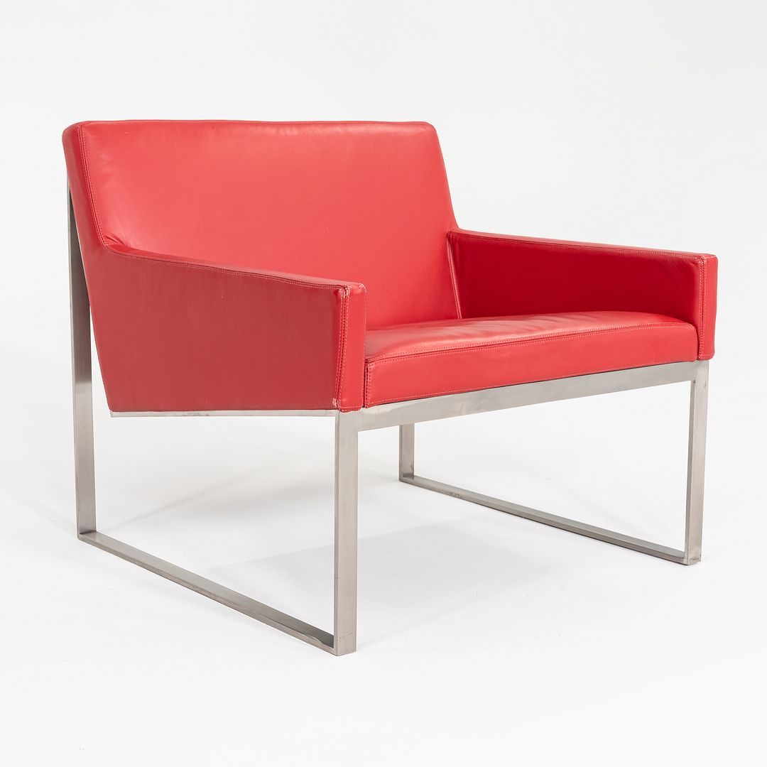 2006 Pair of Fabien Baron for Bernhardt Design B.3 Lounge Chair in Red Leather
