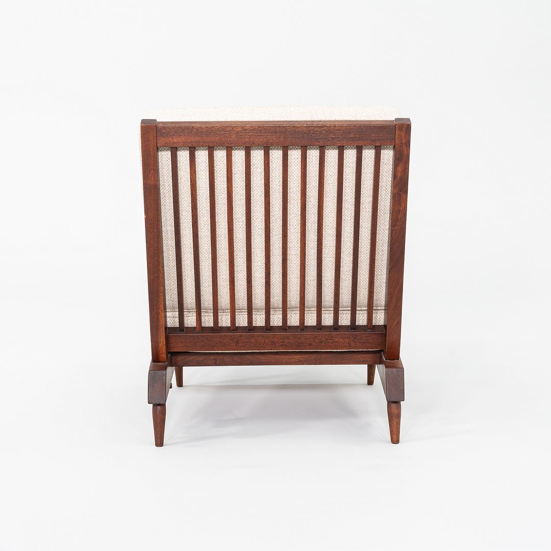 1950s George Nakashima Studio Cushion Lounge Chair with Slatted Back in Black Walnut