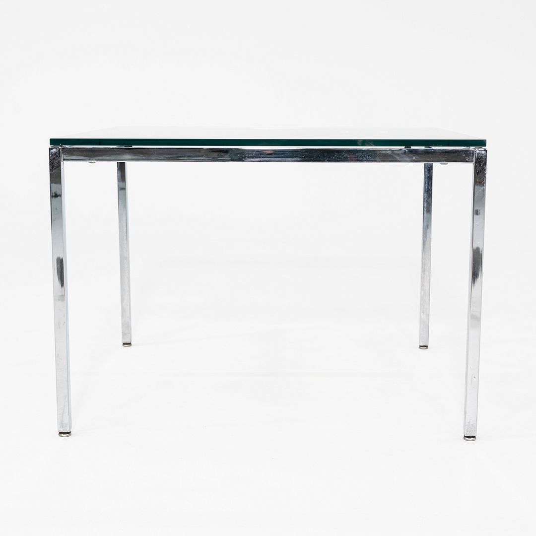1990s Florence Knoll Side / End Table Steel Base with Glass Top 30x30x21 Inches