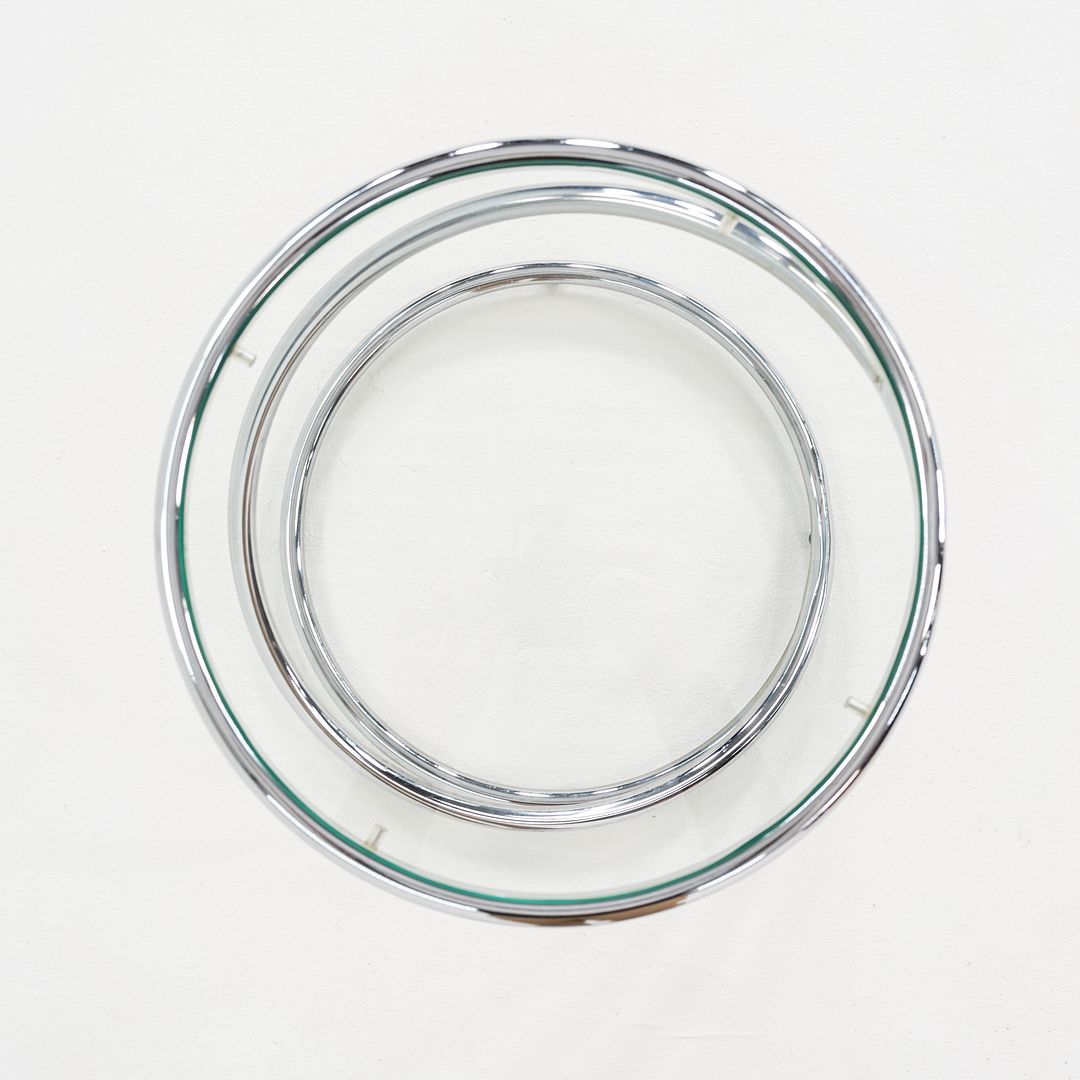 1970s Pair of Pace Collection Spring Side or End Tables in Chrome and Glass