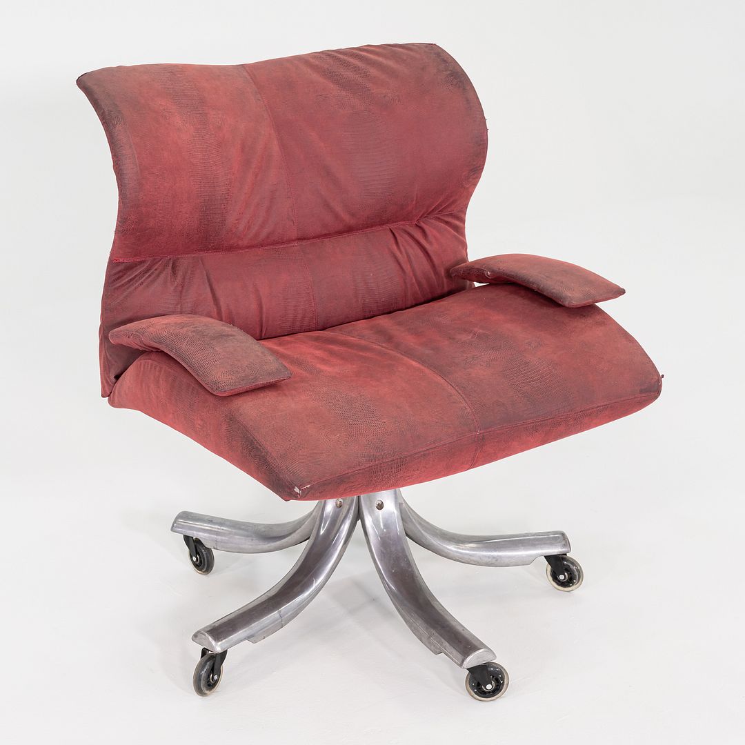 1970s Giovanni Offredi for Saporiti Italia Vela Swivel Desk Chair in Leather