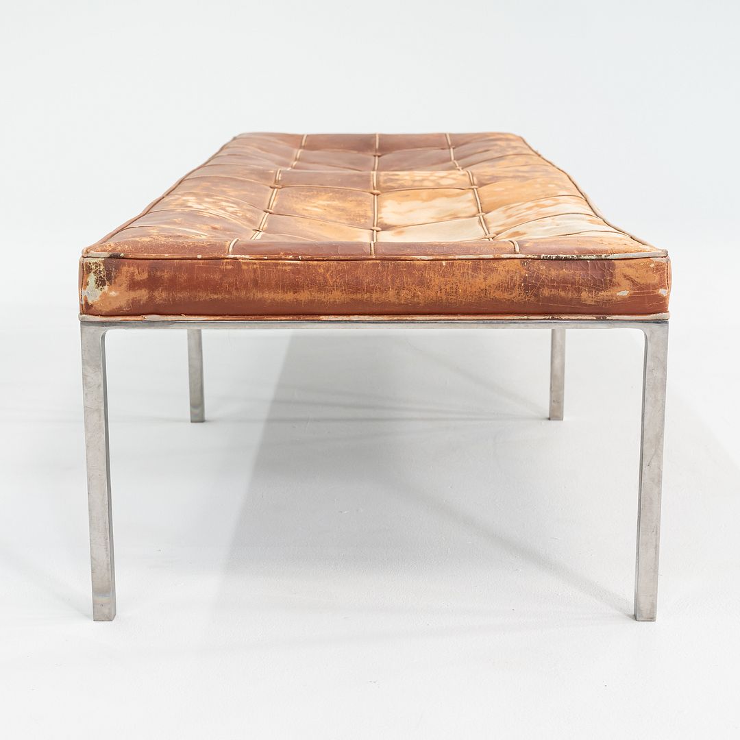 1960s Gordon Bunshaft and Davis Allen of SOM Stainless Steel and Leather Bench