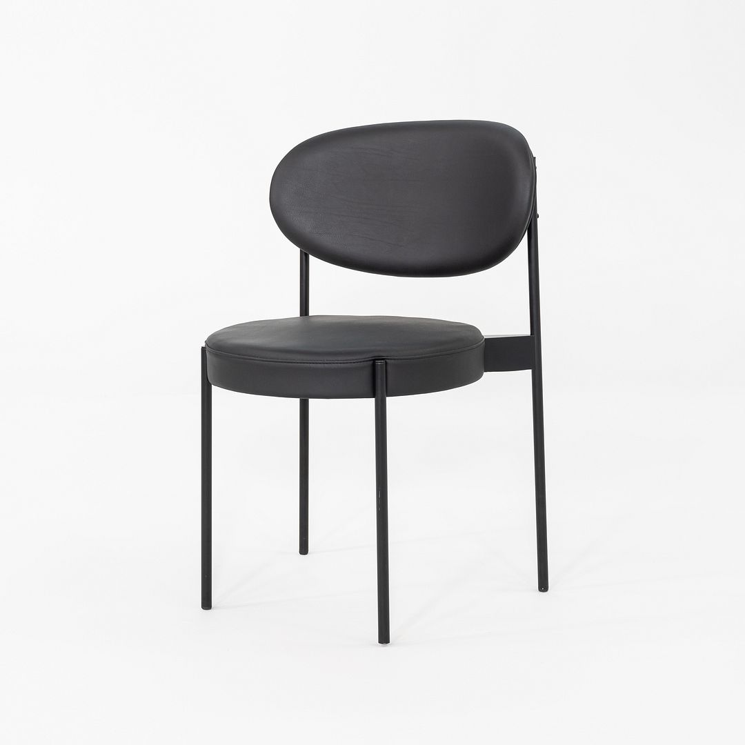 2020s Set of Ten Verner Panton for Verpan Series 430 Dining Chairs Black Leather