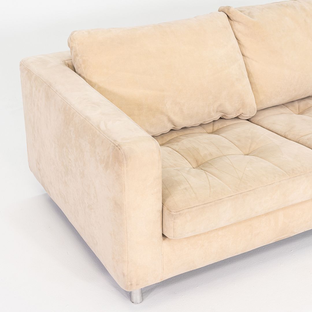 1990s Ligne Roset Tufted Three Seat Lenny Sofa Upholstered in Beige Fabric