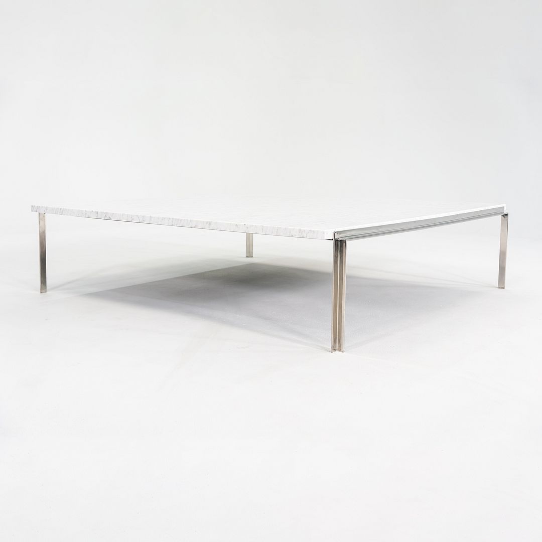 1990s Steel & Carrara Marble Coffee Tables Attributed to Treitel Gratz 2x Avail