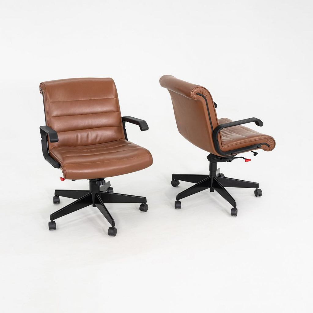 2005 Richard Sapper for Knoll Management Desk Chairs in Dark Cognac Leather 16x Available