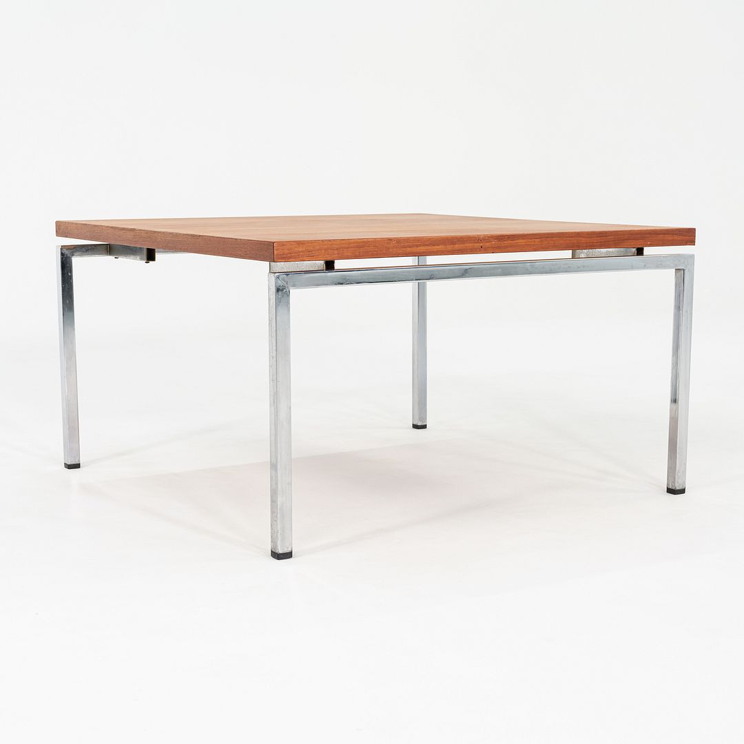 1970s Danish Chromed Steel and Teak Coffee or End Table 33 x 33 x 19 inches