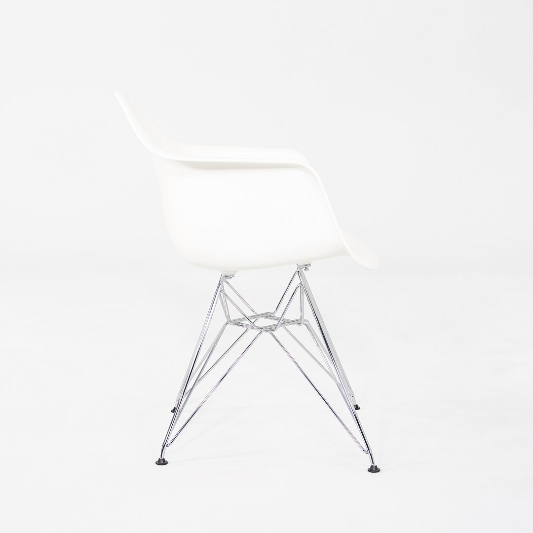 2020s Pair of Herman Miller Eames DAR Dining Arm Chairs in White w/ Eiffel Base