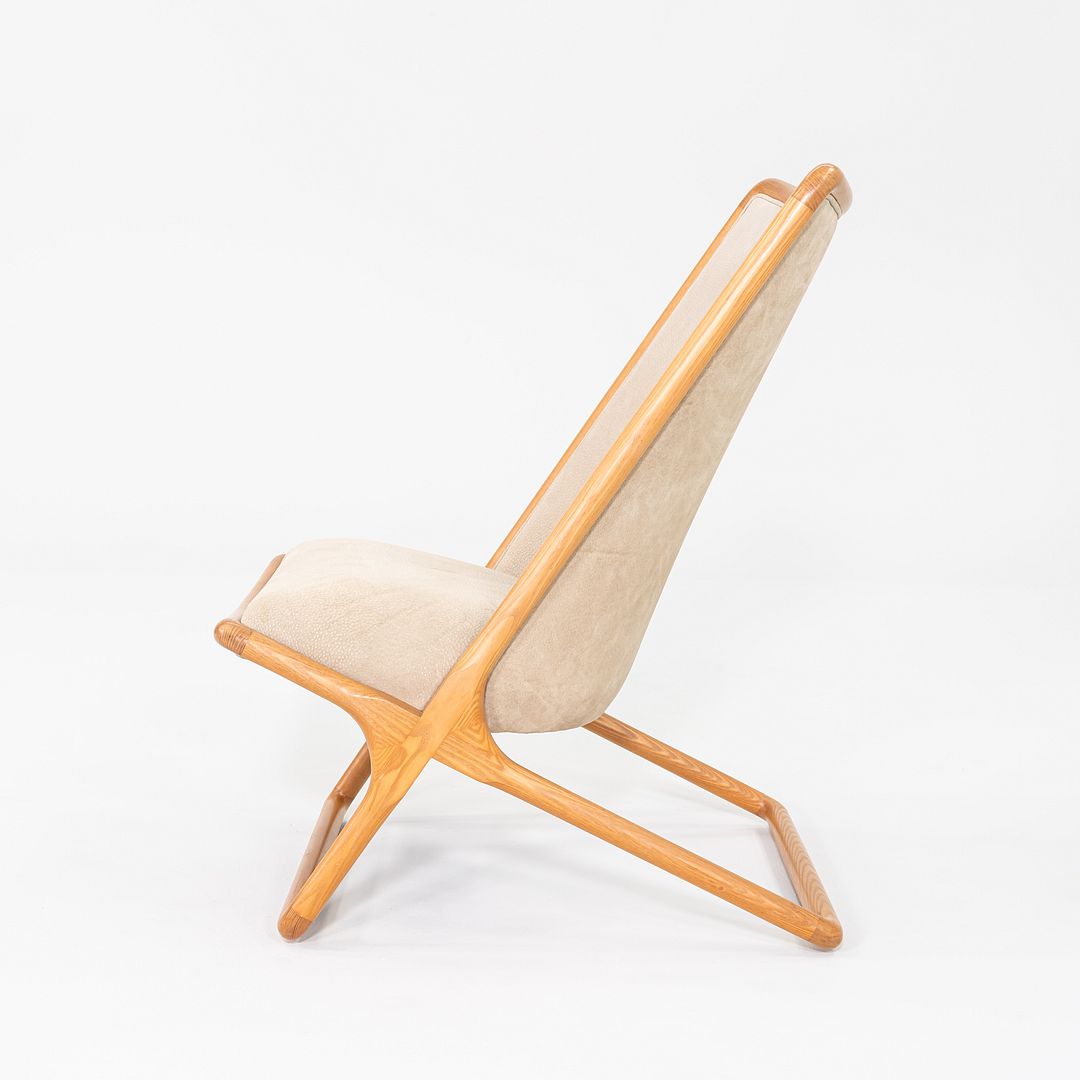 1980 Pair of Ward Bennett for Brickel Associates Scissor Chairs in Ash and Suede