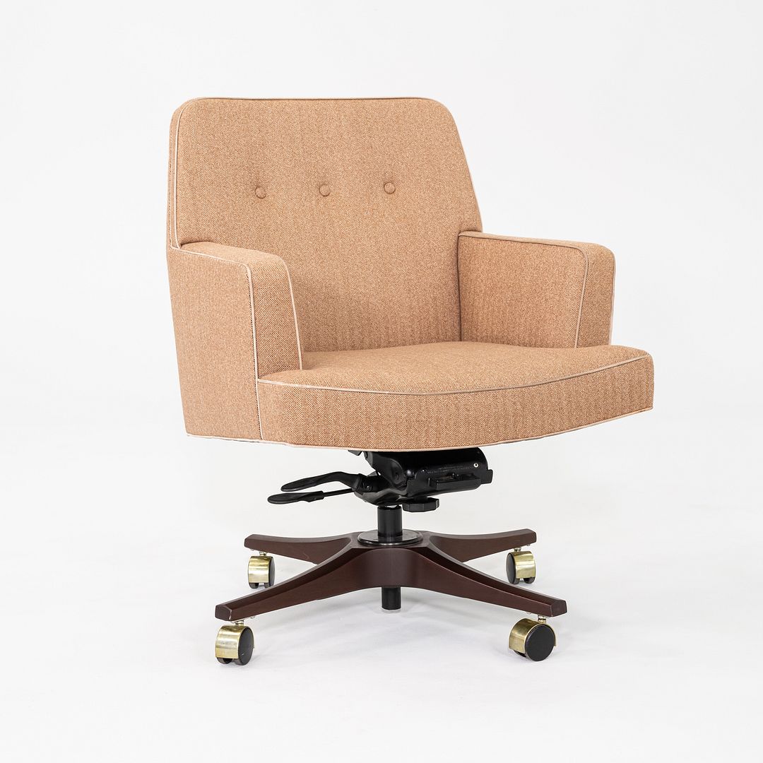1960s Executive Desk Chair by Edward Wormley for Dunbar Tan Herringbone Fabric