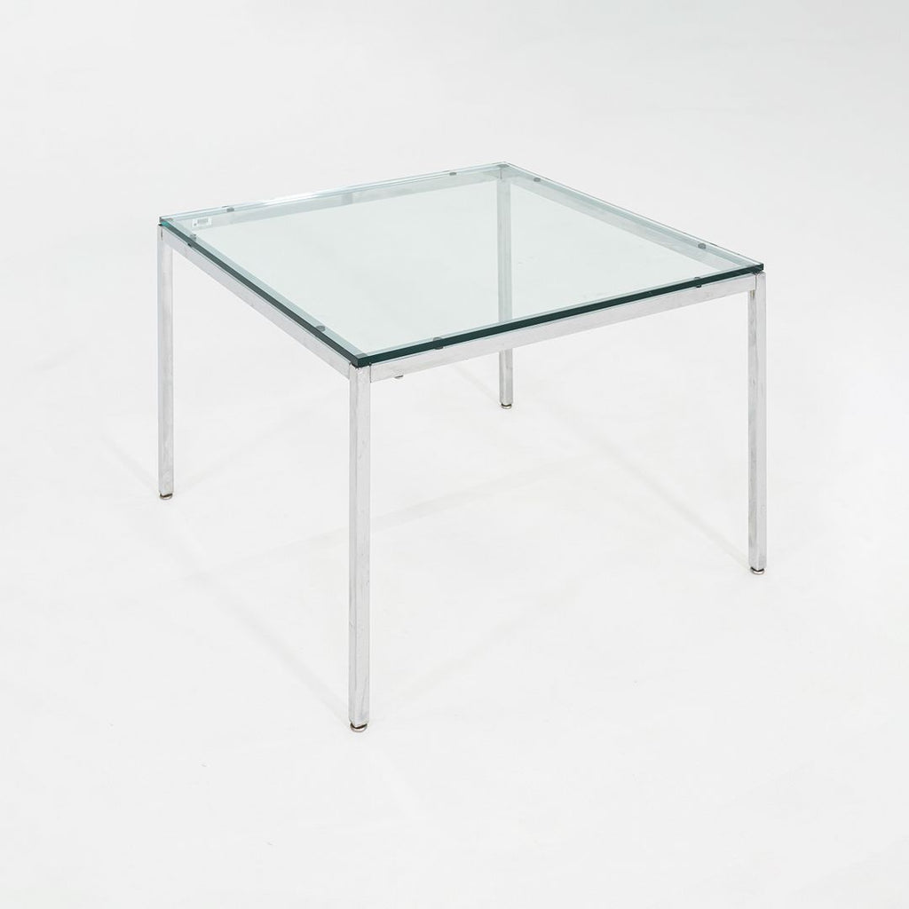 1990s Florence Knoll Side / End Table Steel Base with Glass Top 30x30x21 Inches