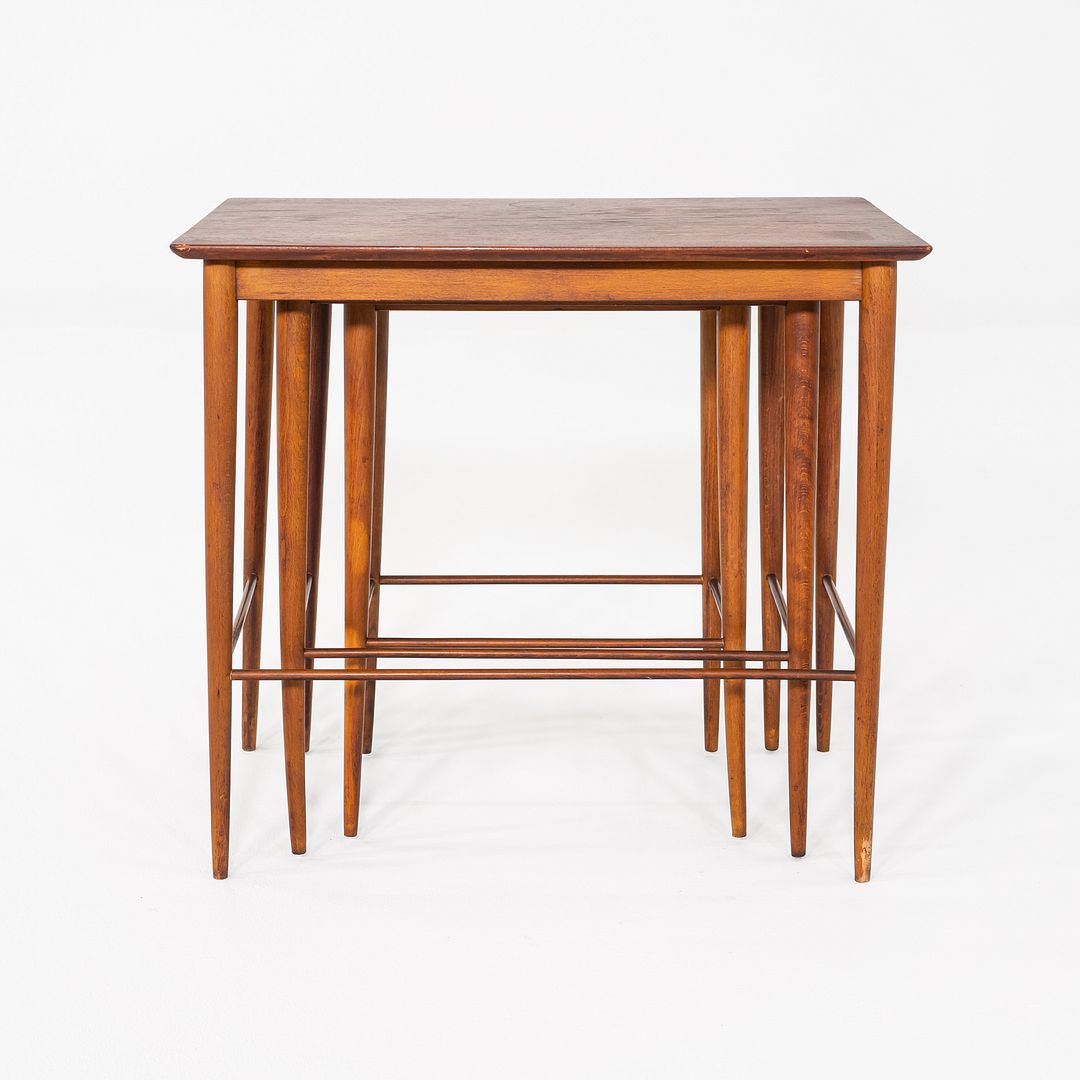 1970s Set of Three Danish Teak Nesting Tables with Clean Lines, Made in Denmark
