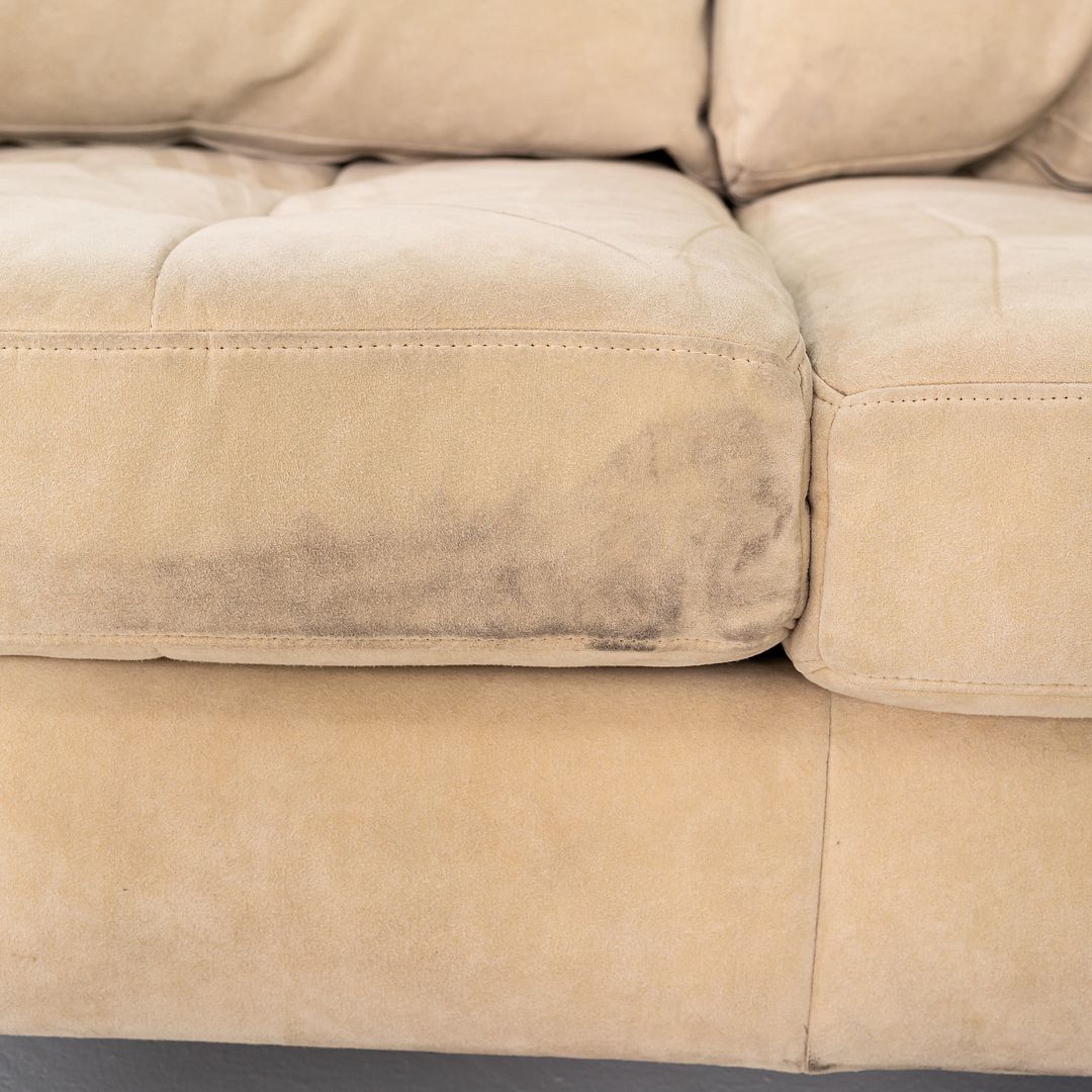 1990s Ligne Roset Tufted Three Seat Lenny Sofa Upholstered in Beige Fabric