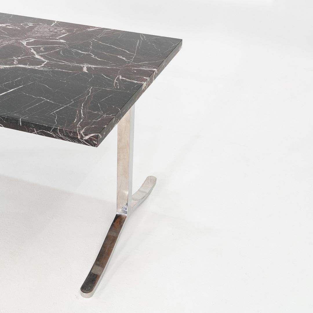 1970s Nicos Zographos Rosso Levanto Marble & Stainless Steel Alpha Dining Table