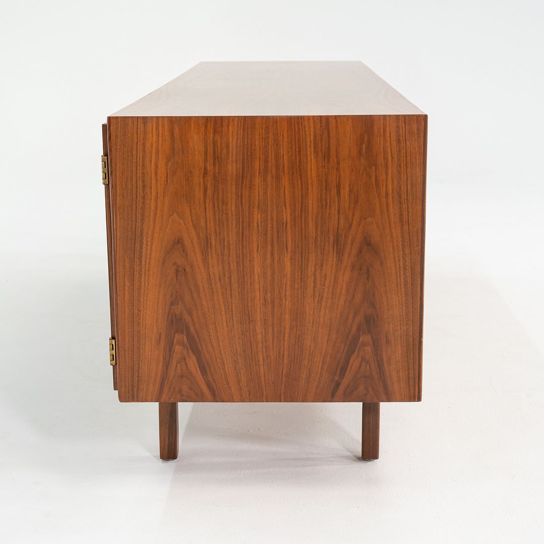 1970s Jens Risom Design Credenza / Cabinet in Walnut and Brass 72x20 inches