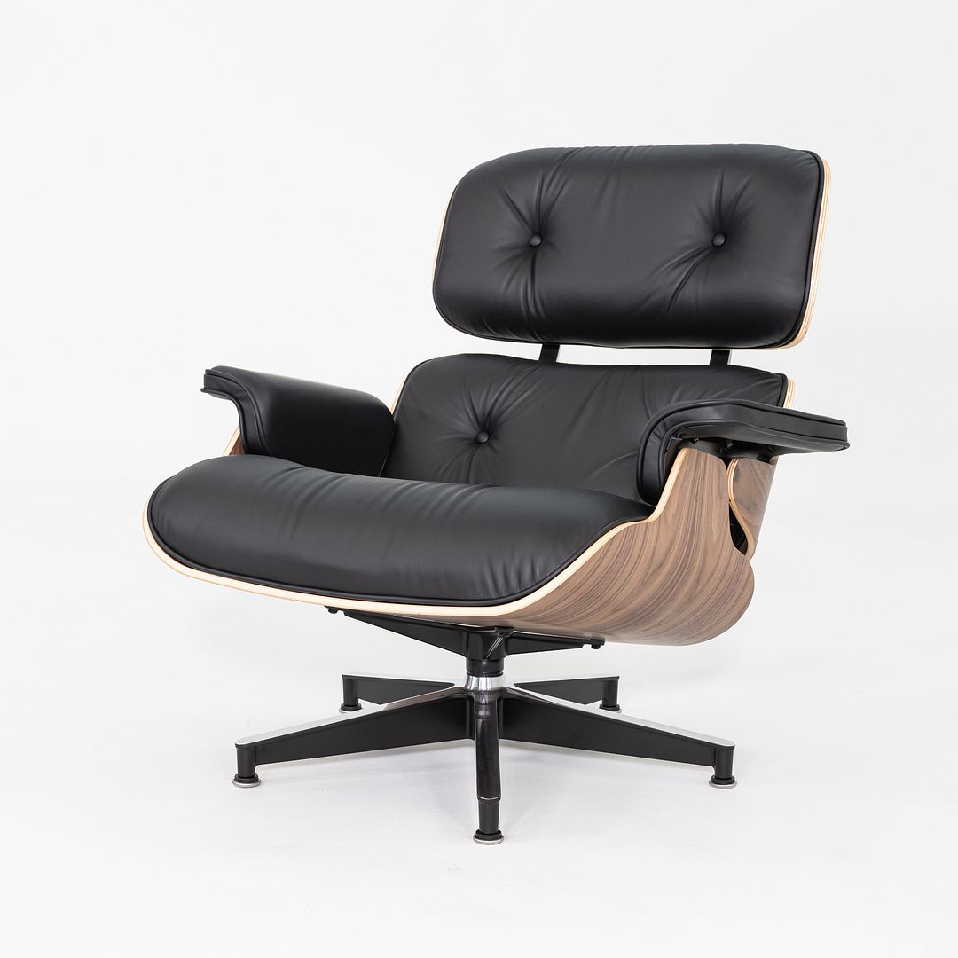 SOLD 2025 Herman Miller Eames Lounge Chair and Ottoman in Black Leather and Walnut