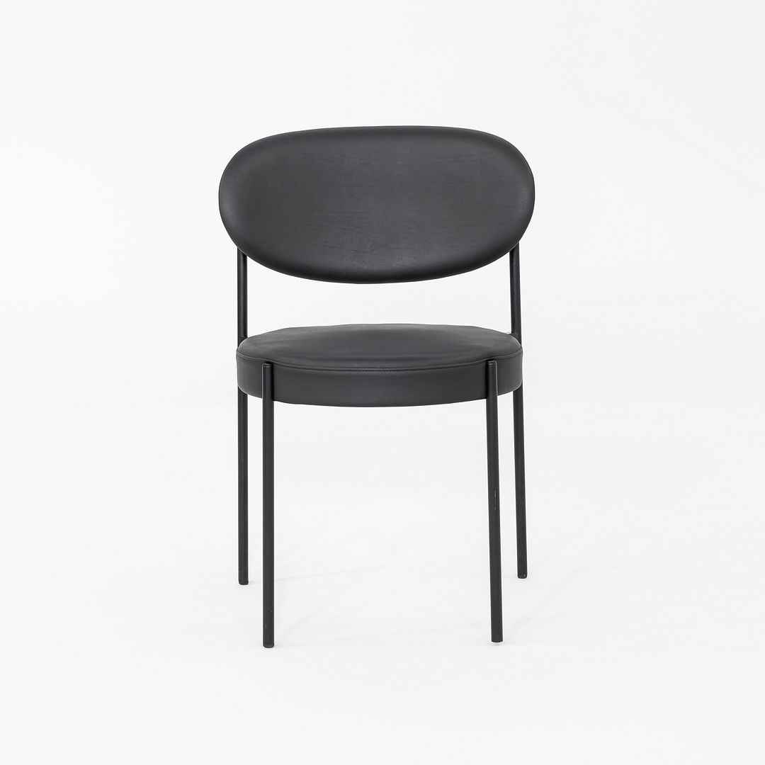 2020s Set of Ten Verner Panton for Verpan Series 430 Dining Chairs Black Leather