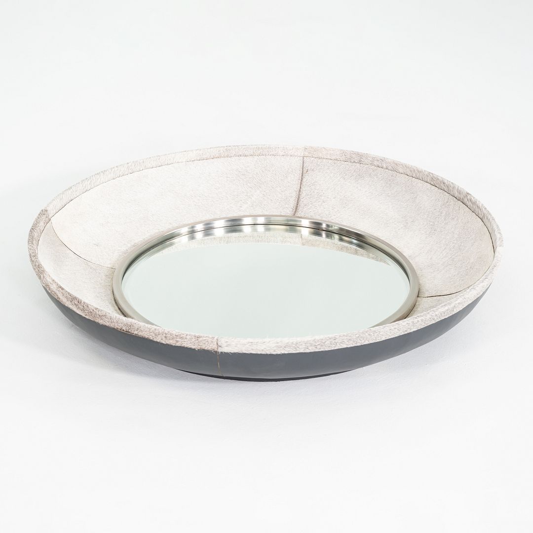 2020s Studio A Home of Dallas Texas Metro Round Mirror with Hair On Hide 42"