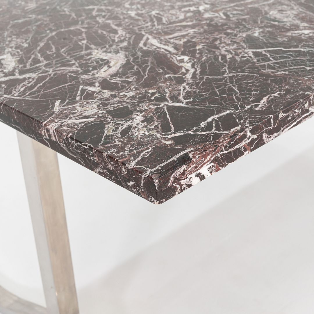 1970s Nicos Zographos Rosso Levanto Marble & Stainless Steel Alpha Dining Table