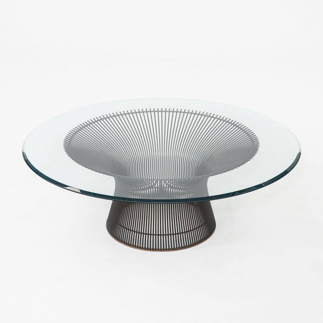 1960s Warren Platner Knoll Coffee Table with Glass Top and Bronze Base 42 Inches