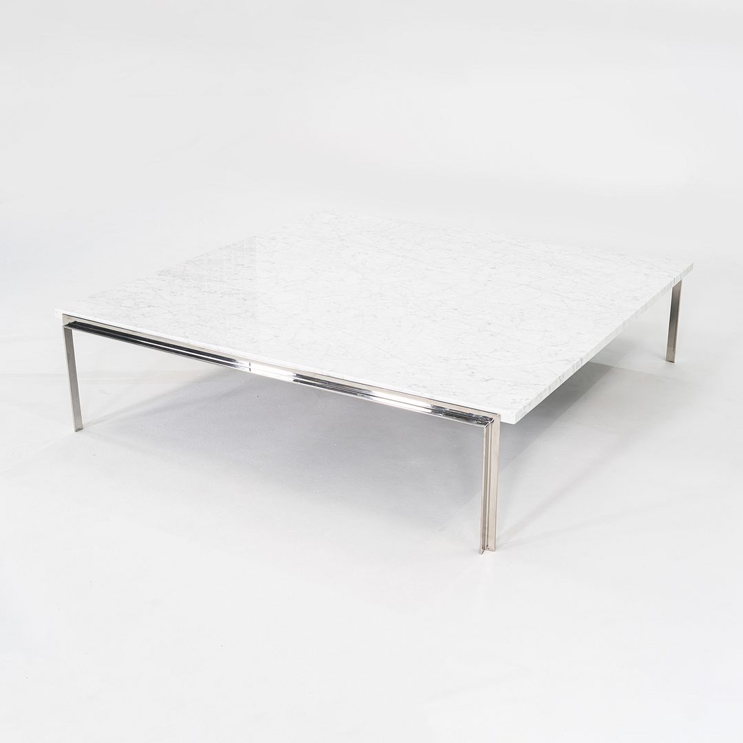 1990s Steel & Carrara Marble Coffee Tables Attributed to Treitel Gratz 2x Avail
