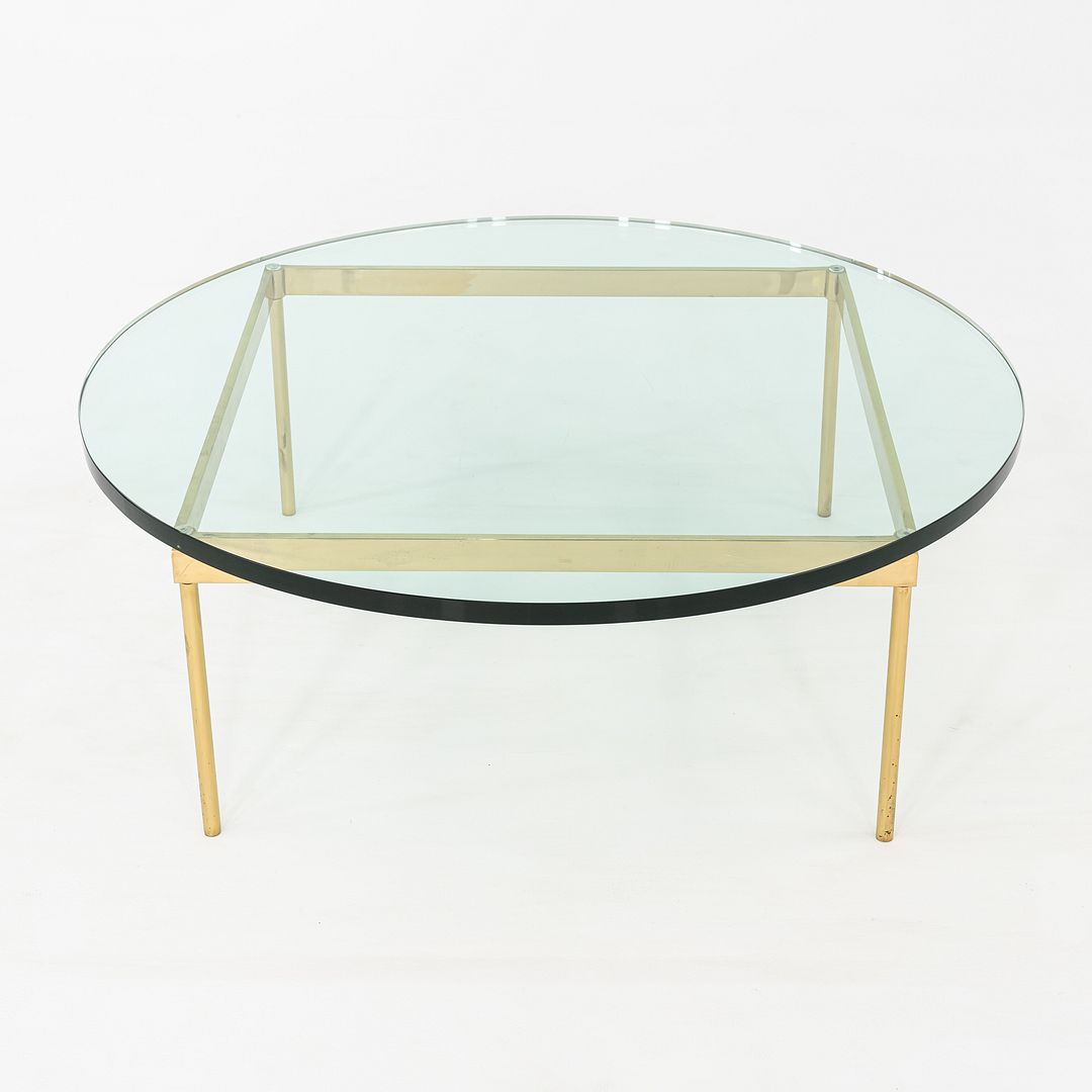 1970s Bronze and Glass Round Coffee Table Attributed to Ward Bennett 42 inch