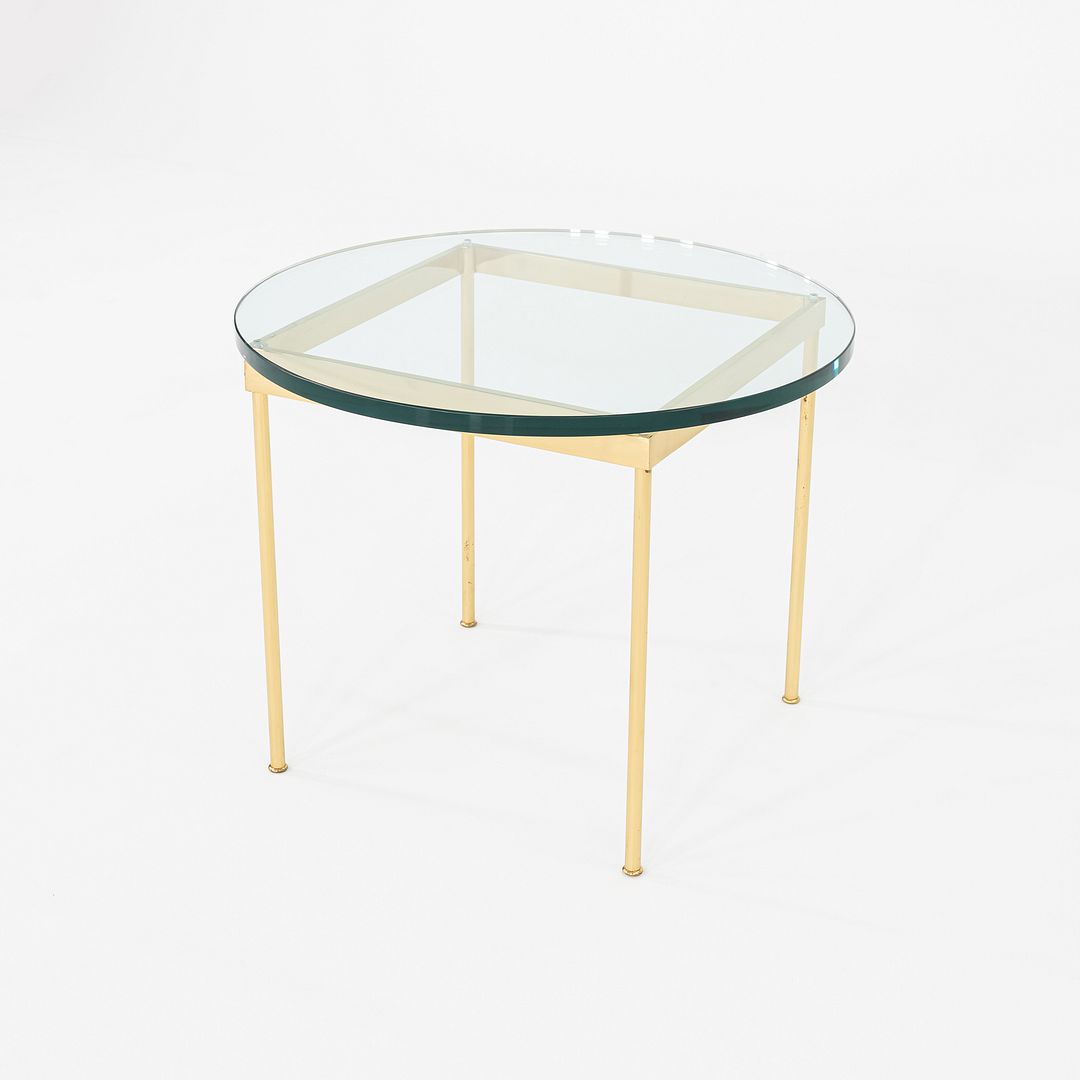 1970s Bronze and Glass Side Table Attributed to Ward Bennett 30 Inch Diameter