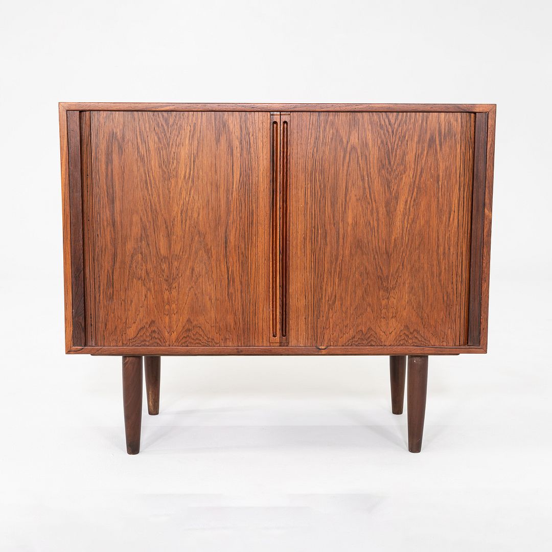1970s Kai Kristiansen Feldballes Rosewood Media / Record Cabinet Tambour Doors