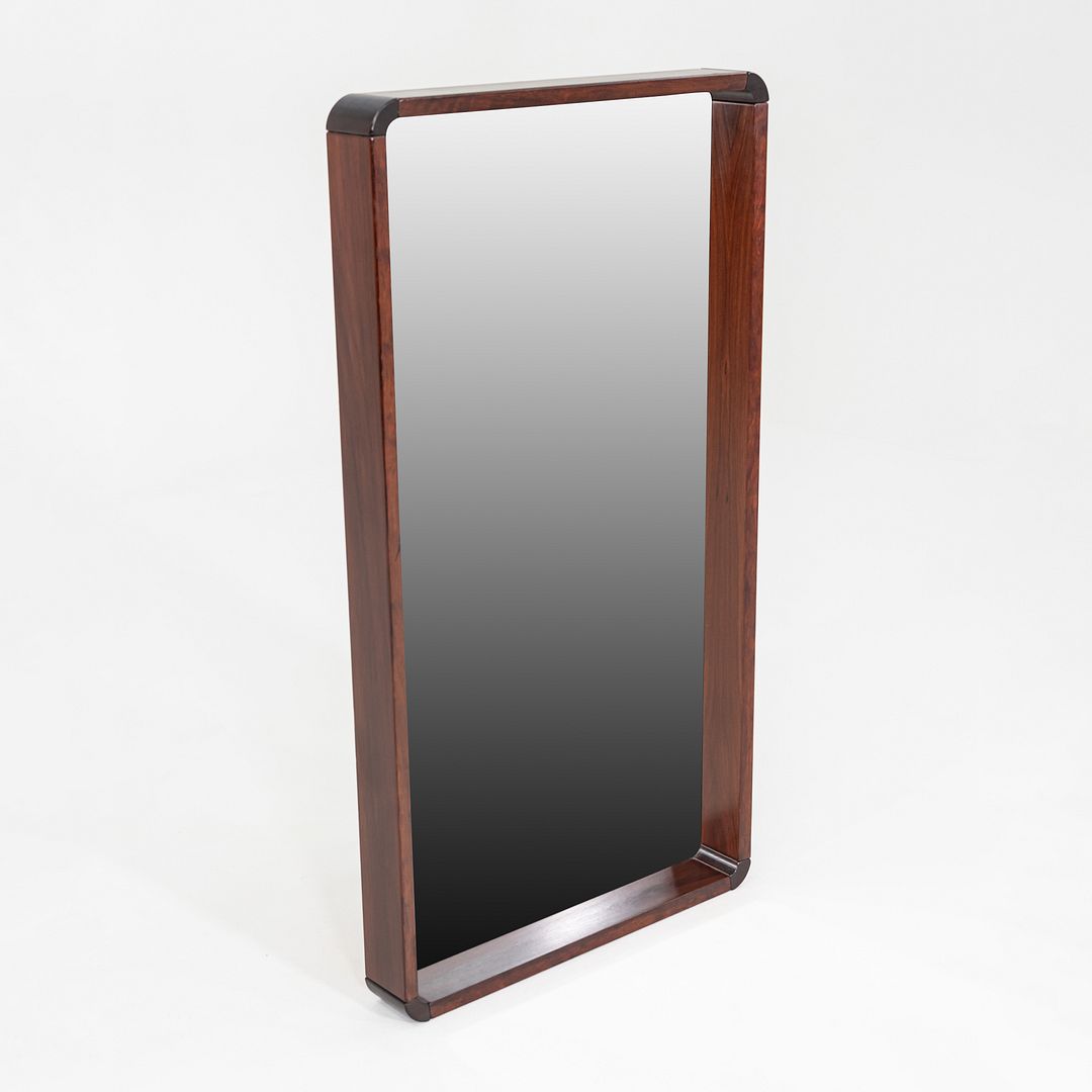 SOLD 1970s Danish Modern Rosewood Mirror with Rounded Edges 27.5 x 51 x 4 inches