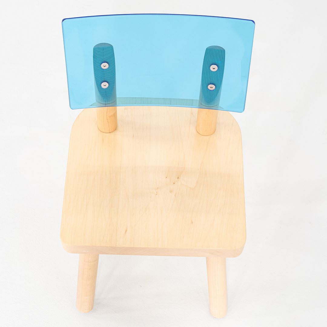 2020s Nico and Yeye Childrens Side Chairs & Dining Table in Blue Acrylic & Maple