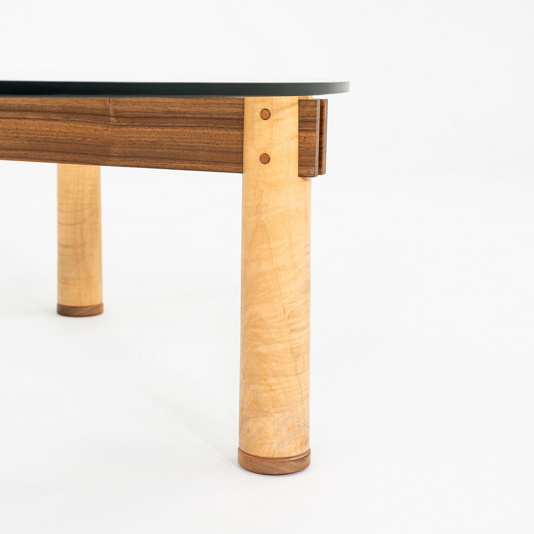 1989 Christopher Weiland Studio Craft Glass and Wood Coffee Table in Curly Maple