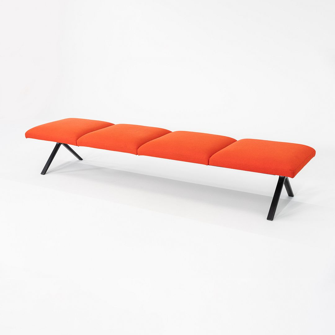 2020s Ichiro Iwasaki for Arper Four Seat Kiik Bench Upholstered in Orange Fabric